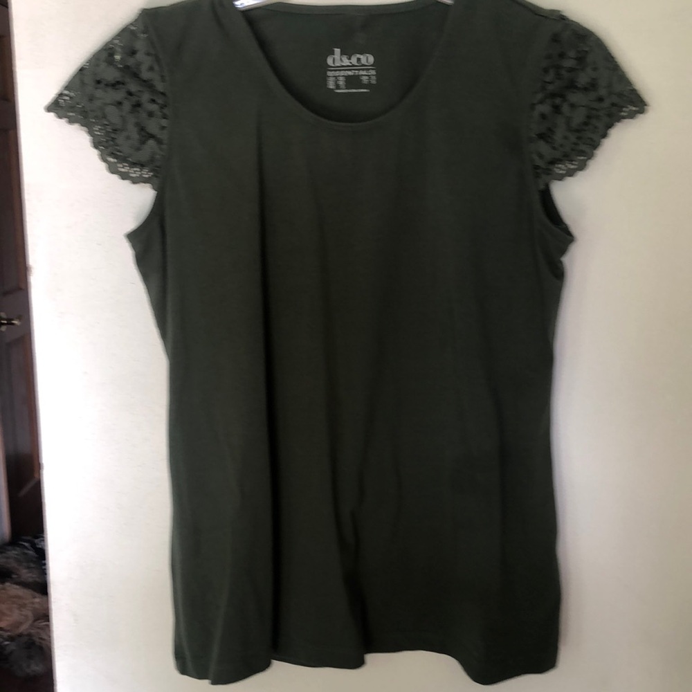 Denim&Co Green Blouse with Pleated Embellished Sleeves